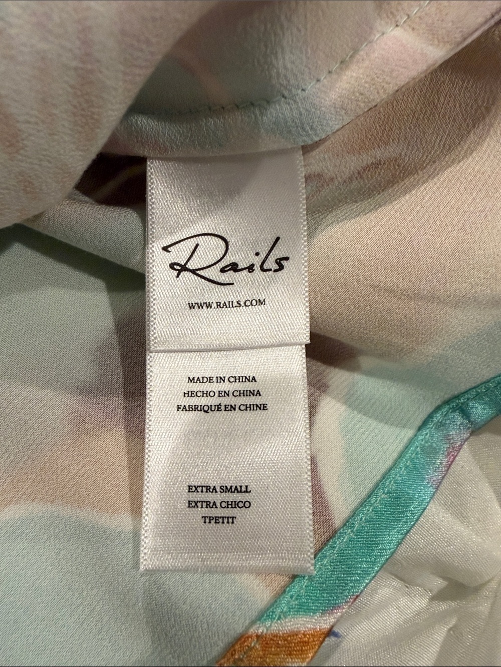 RAILS  Turquoise Floral Satin Camisole with Multicolor Print Size XS - Picture 5 of 7